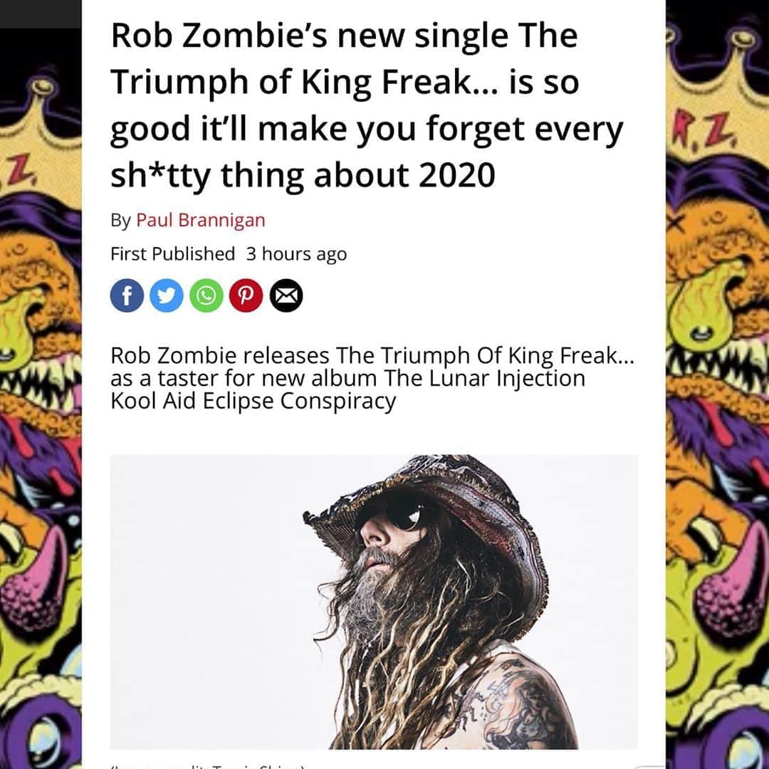 ロブ・ゾンビのインスタグラム：「Really appreciating all the positive vibes about the new track. If you haven’t hear it yet there is a link in my profile. ⚔️⚰️☠️🧟‍♂️#robzombie #kingfreak #newzombiemusic #johnfive #piggyd #gingerfish 🎃🎃🎃🎃🎃🎃🎃🎃🎃🎃🎃🎃🎃🎃🎃🎃🎃🎃🎃🎃🎃🎃🎃」