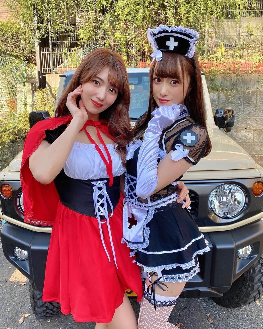 桐山結羽のインスタグラム：「✿﻿ ﻿ クルジムハロウィンイベント﻿ ありがとうございました！﻿ ﻿ インスタライブも短い時間だったけど﻿ 来てくださった方ありがとうございました！﻿ ﻿ コスプレ喜んでもらえて嬉しかったな～💜﻿ みんなと久しぶりにお話できて﻿ とっても楽しかったよ！﻿ ﻿ あいぱん( @aikayamagishi )の 可愛い赤ずきんちゃんも﻿載せちゃう❤️ ご堪能あれ🤭❤️﻿ ﻿ ﻿ #クルーズグループ #av女優 #AV﻿ #セクシー女優 #桐山結羽  #山岸逢花  #クルジム #クルジムオンラインイベント  #クルジム女子  #ハロウィン #ハロウィンコスプレ  #はろうぃん #はろうぃん🎃  #はろうぃんコスプレ  #ナース #赤ずきん ﻿」