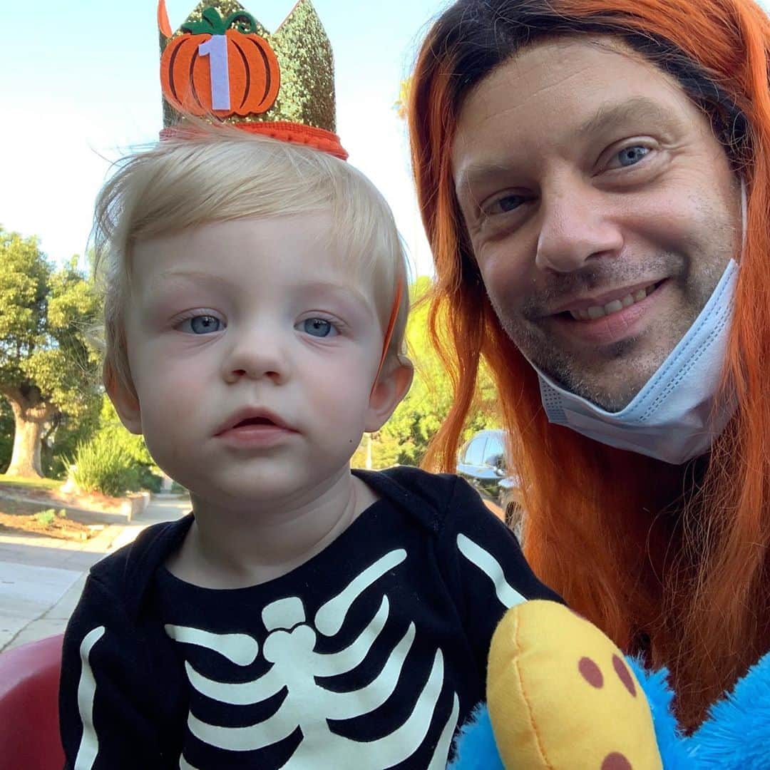 Anna Lylesのインスタグラム：「Our little Halloween biscuit turns one today! Our chatty, sweet baby Augustus! We love you!!」