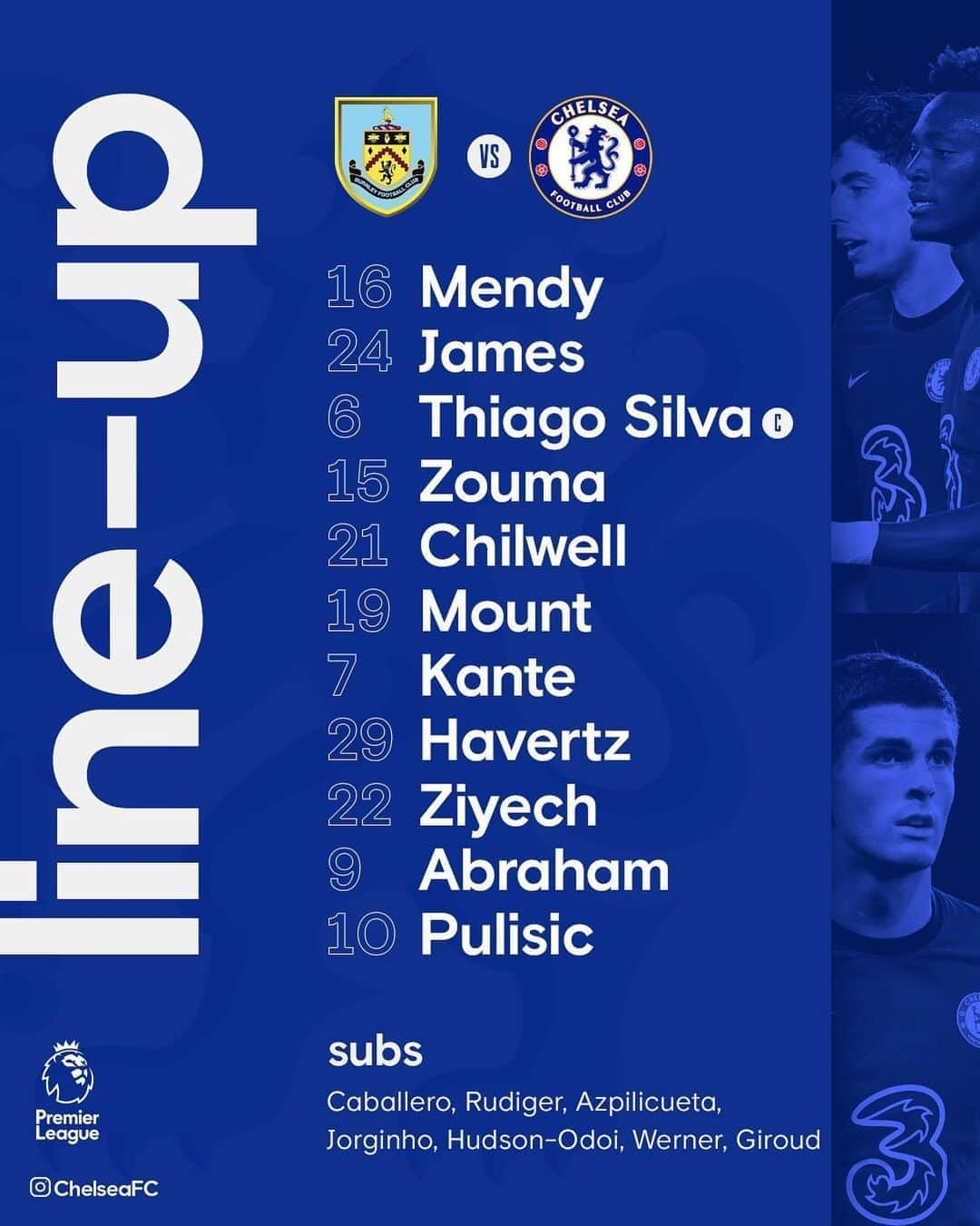 チェルシーFCさんのインスタグラム写真 - (チェルシーFCInstagram)「Team news for Burnley! 👊 #BURCHE #CFC #Chelsea」10月31日 23時01分 - chelseafc