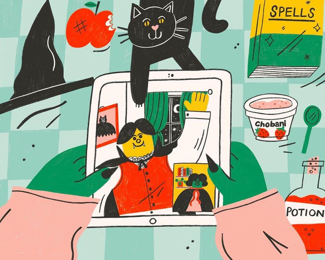 Chobaniのインスタグラム：「Celebrating #Halloween together may be a little trick-ier this year 👻 But spending time with loved ones—even on a screen—is always a treat 🎃 🎨: @tesssmithroberts」