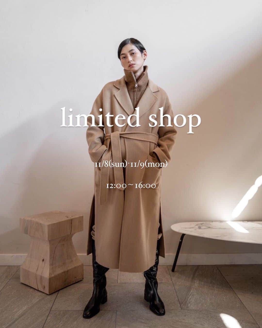 北岡りえのインスタグラム：「年内最後のlimited shop を開催します。 @seah_maisonatelier 👗 　新作なども手にとってご覧いただけると嬉しいです☺️  11/8(sun) ・11/9(mon) 12:00-16:00.  place / @maisonatelier__   director @sanaefukuzumi__   staff @eyelash_serina ・ @rie_kitaoka   お気軽にお立ち寄り下さい♡  #seahmaisonatelier  #シアメゾンアトリエ  #limitedshop」