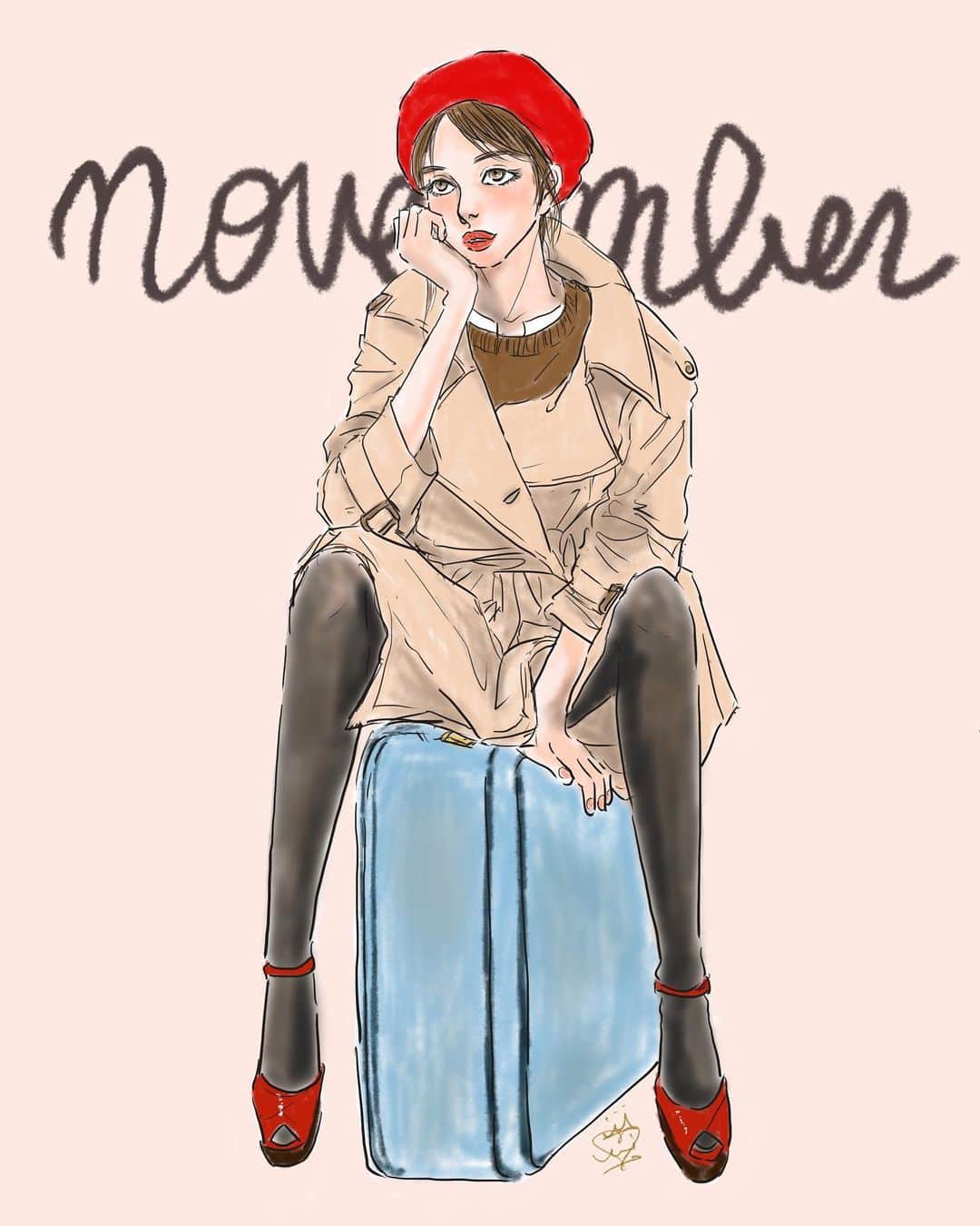 おおたうにさんのインスタグラム写真 - (おおたうにInstagram)「🍂「November Girl」🍂  #drawingeveryday #fashionillustration #outaunismygirl #calendargirl #おおたうに #janebirkin」11月1日 10時09分 - outa_uni