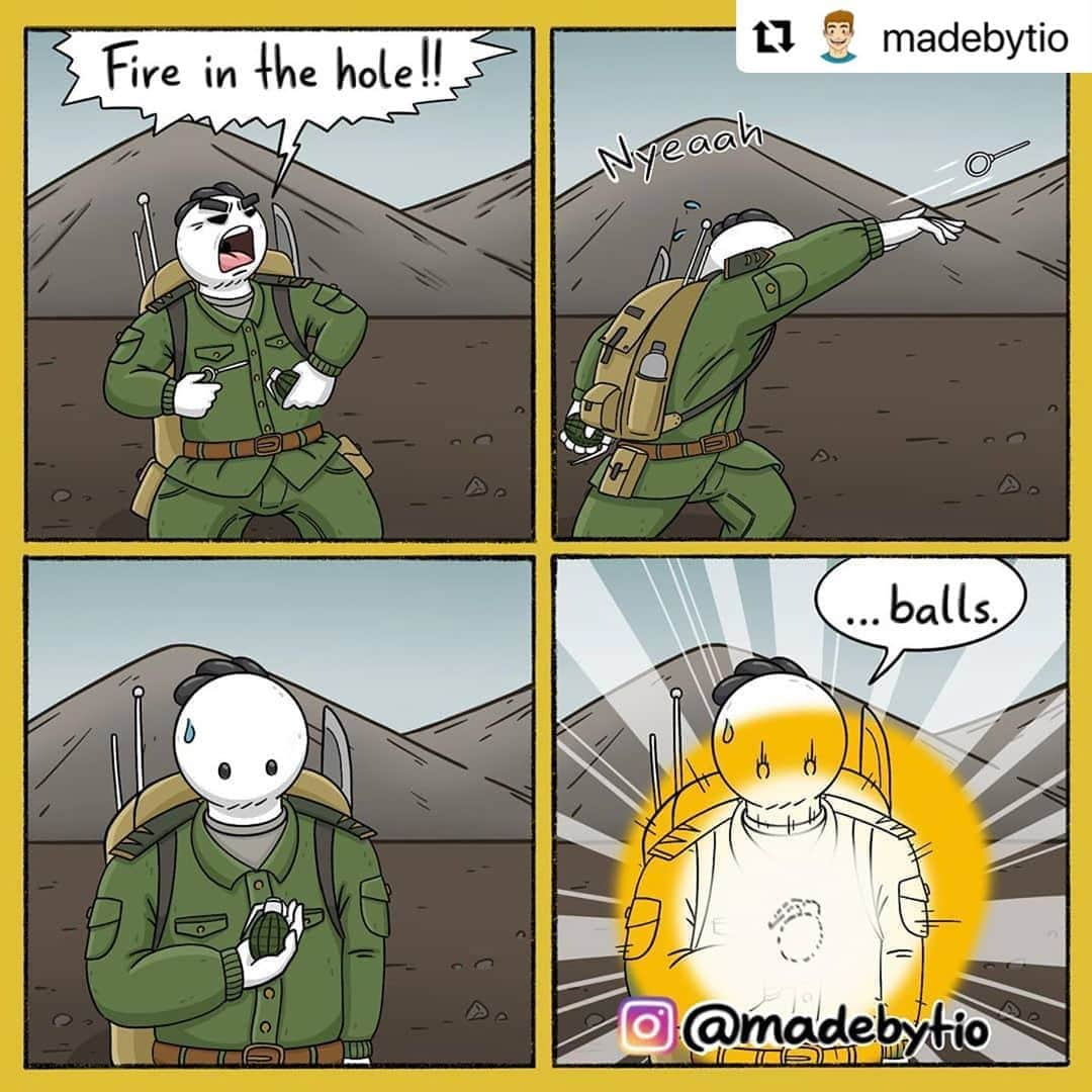 Koleksi Komik Malaysiaさんのインスタグラム写真 - (Koleksi Komik MalaysiaInstagram)「#Repost @madebytio with @make_repost ・・・ When you forget how to brain. . (How your brain works part 6 - military edition) . Have a nice day 😊✌ . . #grenade #militarylife #militarystyle #militarymemes #militaryhumor #armylife #armytroops #soldier #soldiers #brainpower #braintraining #brainfog #brainhealth #failarmy #fails #failures #failed #stupidpeople #stupidmemes #idiots #moron #webcomics #webcomic #comix #igcomic #igcomics #webcomicseries #memecomik #webtoons digitalcomic」11月1日 10時10分 - tokkmungg_exclusive