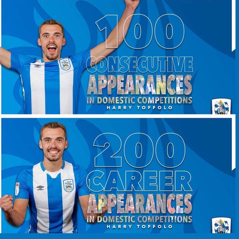 のインスタグラム：「100 consecutive @efl league games across all 3 divisions!!! What a journey it has been and here’s to many more. Thank you @lincolncity_fc @htafc 😃👍🏼」