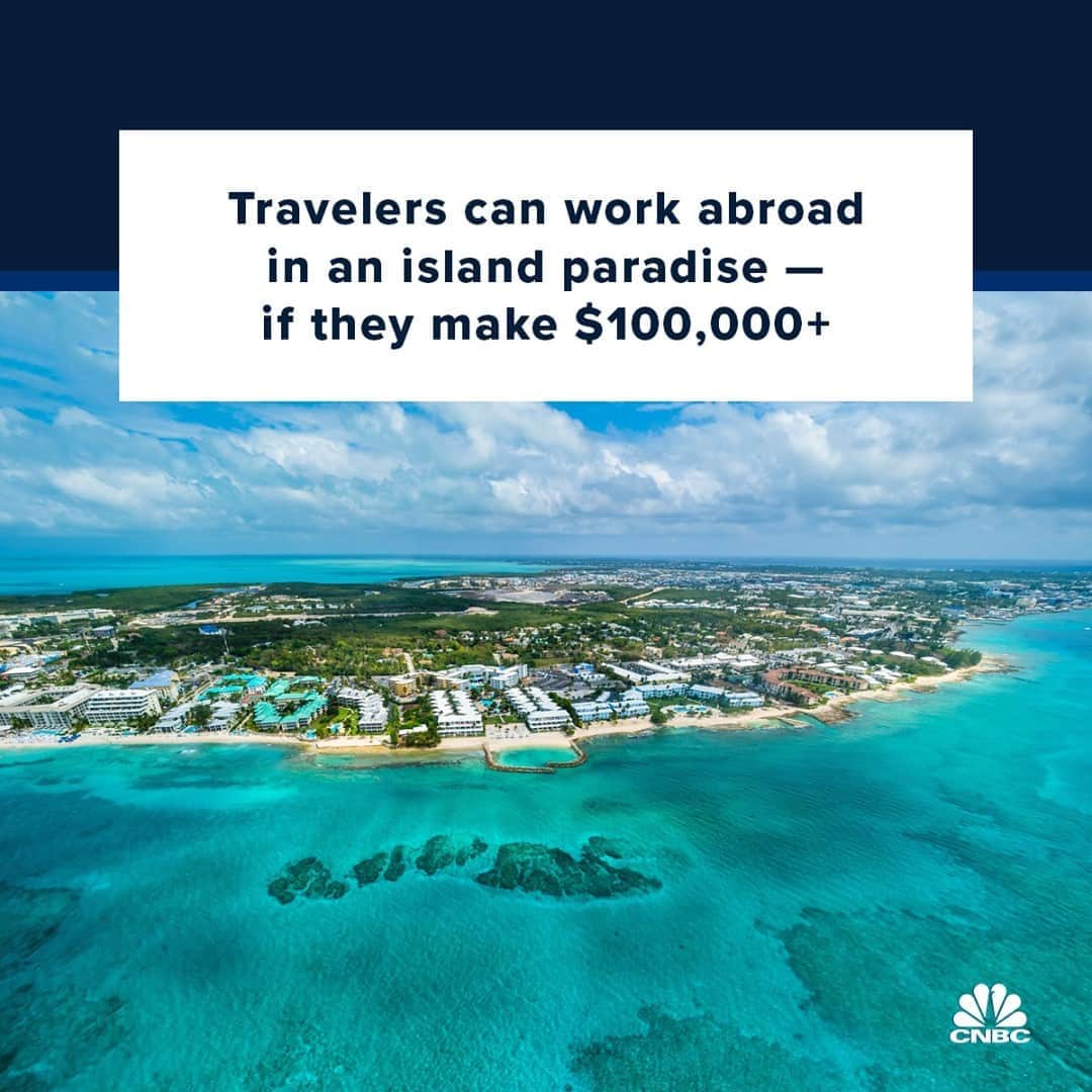 CNBCさんのインスタグラム写真 - (CNBCInstagram)「Looking to get away? 🌴⁠ ⁠ Digital nomads can now work remotely in the Cayman Islands for up to two years. The catch: Those workers must make at least $100,000 a year — and even more if they want to bring a companion.⁠ ⁠ The Global Citizen Concierge Program invites high-earning workers to ride out the next several years on the territory’s three islands — Grand Cayman, Cayman Brac and Little Cayman —  which, so far, have contained Covid-19 infections with more success than many of their Caribbean counterparts. ⁠ ⁠ The program is one of the only ways that those without work or residency connections can access the Cayman Islands right now, since the British overseas territory has not yet reopened to tourists.⁠ ⁠ More details on the program at the link in bio.」11月1日 3時01分 - cnbc