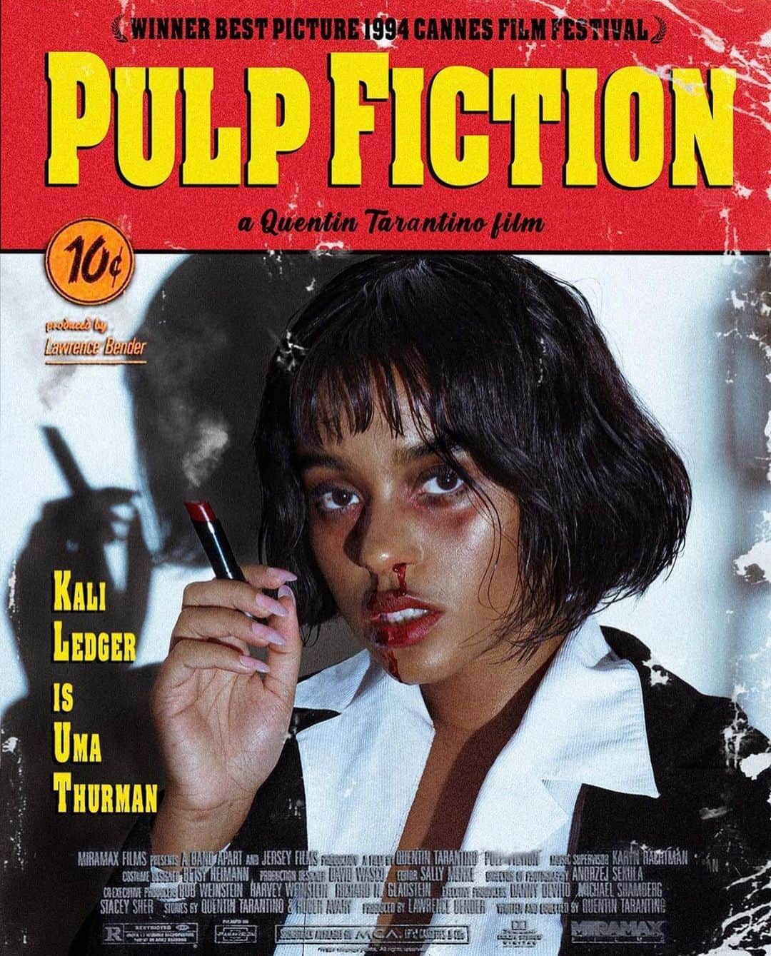 Smashboxのインスタグラム：「MIA WALLACE 💉💋  #repost @kali.ledger - HAPPY HALLOWEEN!   Products: 🕷Photo Finish Radiance Primer 🕷Studio Skin Foundation in 3.2 and 4.0 🕷Studio Skin Shaping Stick in 3.1 (Contour) 🕷Halo Highlighting Duo 🕷Halo Hydrating Powder ‘Light/Neutral’ 🕷Studio Skin Concealer Light Medium Warm Olive  🕷Brow Tech to go ‘Dark Brown’ 🕷Weightless Setting Spray 🕷Super Fan Mascara 🕷Full Exposure Palette 🕷Always Sharp Kohl liner in ‘Raven’ and ‘Sumatra’ 🕷Always on Liquid Eyeliner 🕷Lipstick ‘True Grit’ 🕷Gloss Angels Extra Shine 🕷Always On Metallic ‘Maneater’」