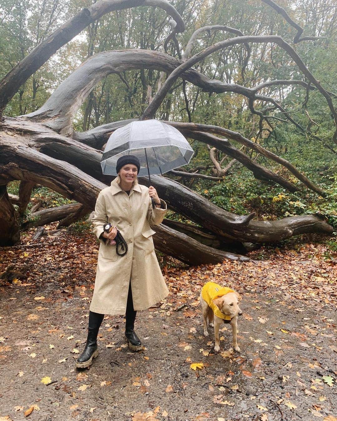 Estée Lalondeのインスタグラム：「The rain wasn’t going to stop us! 🐕☔️💛」