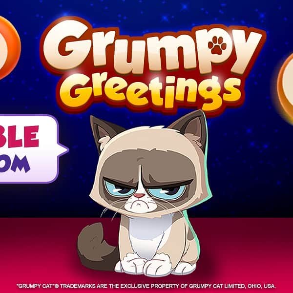 Grumpy Catのインスタグラム：「🎃Spooky season has arrived🎃 Visit Grumpy Cat in the new 😾Grumpy Greetings😾 Bingo room exclusive to @PlayBingoBash  Join in here and play FOR FREE (link in bio) #GrumpyCat #Bingo #FreeToPlay」