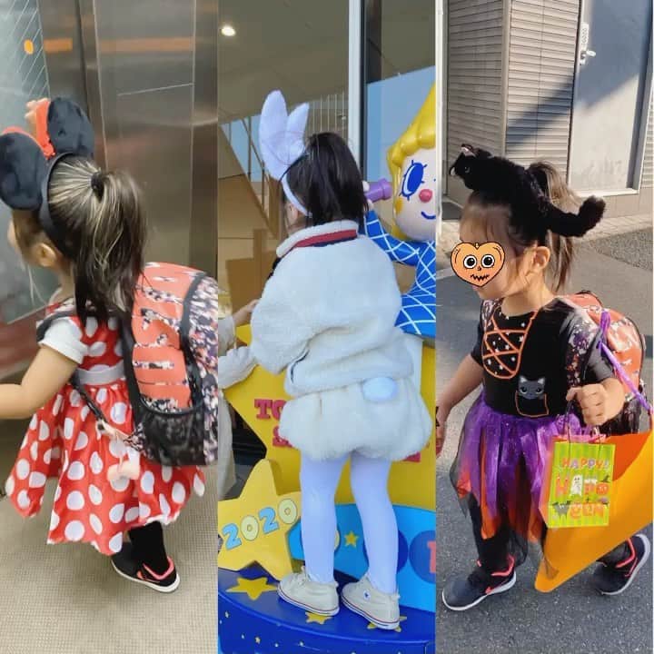 &mのインスタグラム：「2歳のhappy Halloweenでした👻🎃🐰💜 去年はまだあまり仮装がよくわかってなかったけれど、今年はノリノリで仮装していてとても楽しそうだったことに母は感動🥺 この歳で毎日何かに感動を子供からもらっていて キュンがとまらないなんて最高 そして🐷ちゃんが最近シュッとしてきて🐷ちゃんじゃなくなってきたの あだなかんがえちゆう🙄🤔」