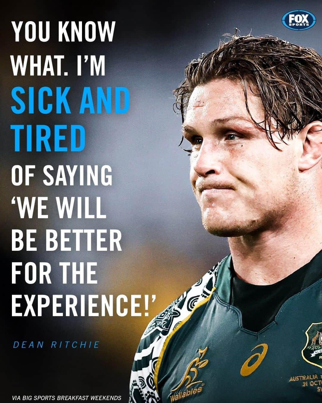 FOX・スポーツ・ラグビーのインスタグラム：「Daily Telegraph journalist Dean Ritchie admitted to being sick of constantly being offered up the usual "experience" excuse 👀  #AUSvNZL #bledisloecup」