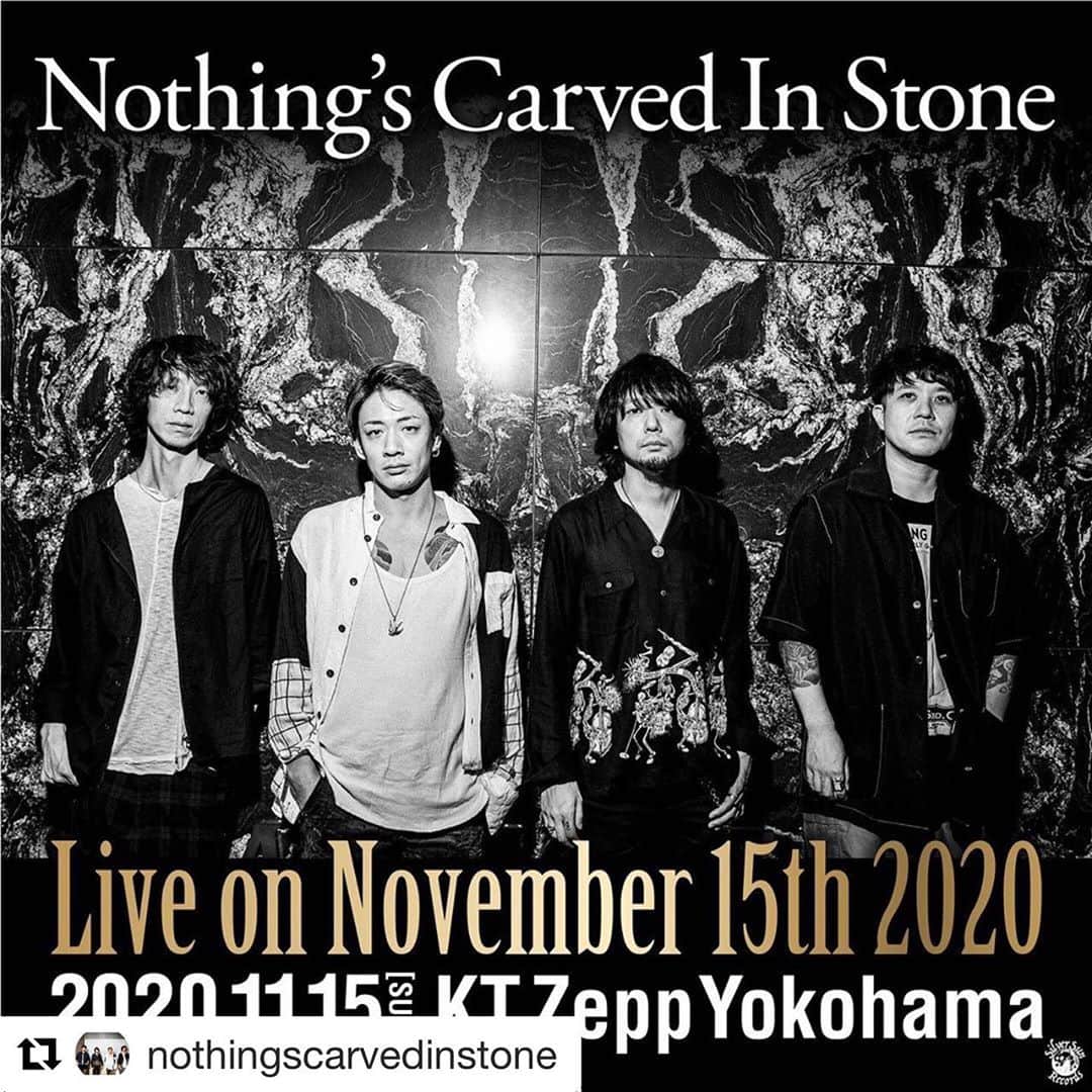 大喜多崇規さんのインスタグラム写真 - (大喜多崇規Instagram)「#Repost @nothingscarvedinstone with @get_repost ・・・ 【チケット二次販売開始！】﻿ ﻿ 11/15(日)KT Zepp Yokohamaにて有観客＋生配信で開催する”Live on November 15th 2020”。﻿ ﻿ 会場チケットの二次販売（抽選）がe+にてスタートしました。﻿ ※お支払い方法はクレジットカードのみ﻿ ﻿ 詳細はオフィシャルサイトをご覧ください。﻿ ﻿ --------------------﻿ ”Live on November 15th 2020”﻿ 11/15(日)KT Zepp Yokohama﻿ OPEN 17:00 / START 18:00﻿ ﻿ ▼チケット﻿ ・会場チケット：4,800円（＋1D）﻿ ※二次販売期間：11/3(火)23:59まで﻿ ※お支払い方法はクレジットカードのみ﻿ ﻿ ・生配信視聴チケット：2,500円﻿ ※販売期間：11/18(水)21:00まで﻿ ※アーカイブ配信：11/18(水)23:59まで﻿ ﻿ 当日の来場者全員にオリジナルマスクをお配りします。ぜひ当日はこのマスクをつけてお楽しみください。﻿ ﻿ #nothingscarvedinstone #ナッシングス #ncis #silversunrecords #november15th」11月1日 12時42分 - oniy02