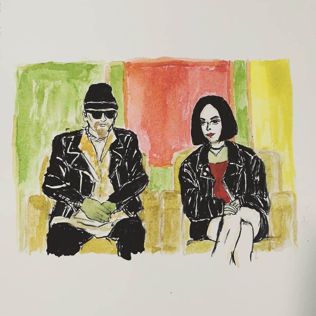 Helmet&Underground RIKOのインスタグラム：「today's tiny sketch. g.g.allin and liz📺」