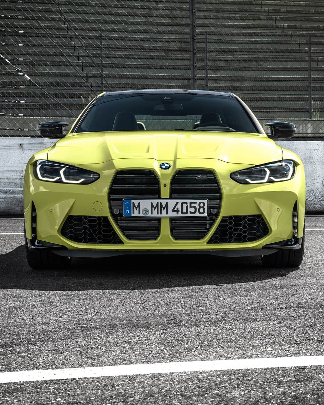 BMWのインスタグラム：「Whoever blinks first, loses.  The all-new BMW M4 Competition Coupé.  #TheM4 #BMW #M4 #BMWM @bmwm __ BMW M4 Competition Coupé: Fuel consumption in l/100 km (combined): 10.2. CO2 emissions in g/km (combined): 234.* Further information: www.bmw.com/disclaimer.  	 Acceleration (0-100 km/h): 3.9 s. Power: 375 kW, 510 hp, 650 Nm. Top speed (limited): 250 km/h (with optional M Drivers Package: 290 km/h).  	 * All performance, fuel consumption and emissions figures are provisional.」