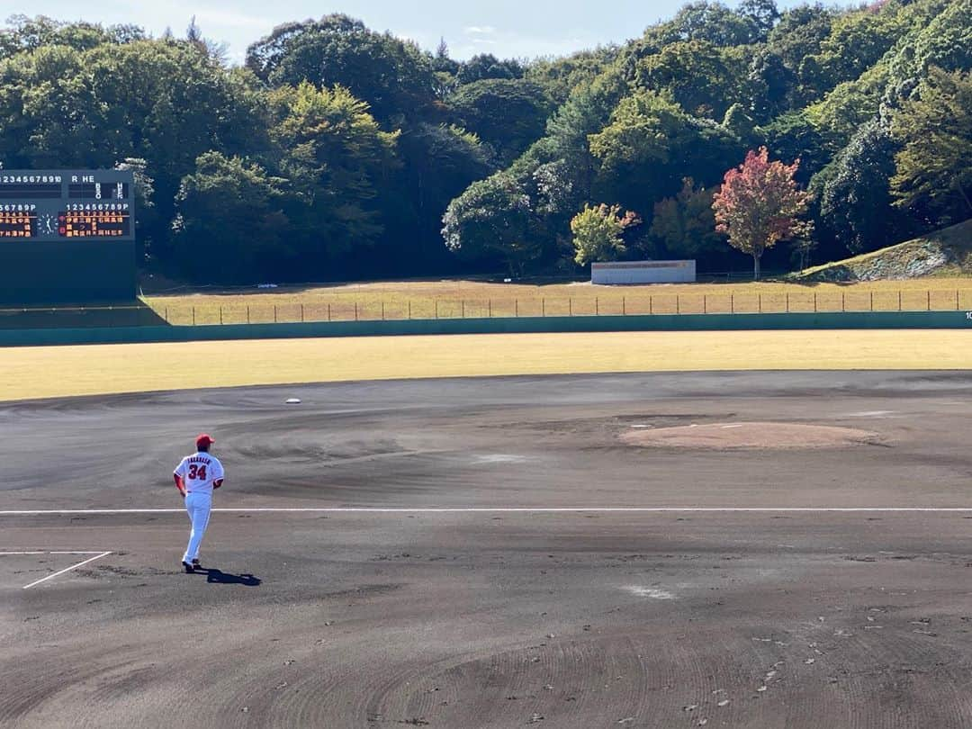 ゴッホ向井ブルーさんのインスタグラム写真 - (ゴッホ向井ブルーInstagram)「由宇、最終戦でした！！ 写真撮りすぎて由宇で電池0になりました。  #また来たんですかと毎回話しかけてくれる飯田さん #まあまあの遠目でも目が合うとわざわざ挨拶してくれる桒原さん #マウンドに向かう高橋昂也投手 #ベンチにもどりグータッチ昂也さん #赤松コーチとみなさん #中村奨成選手裏 #中村奨成選手表 #ダッシュベンチ帰り中神選手 #打撃練習こくぼさん #打撃練習にらさわさん」11月1日 18時20分 - goghmukai