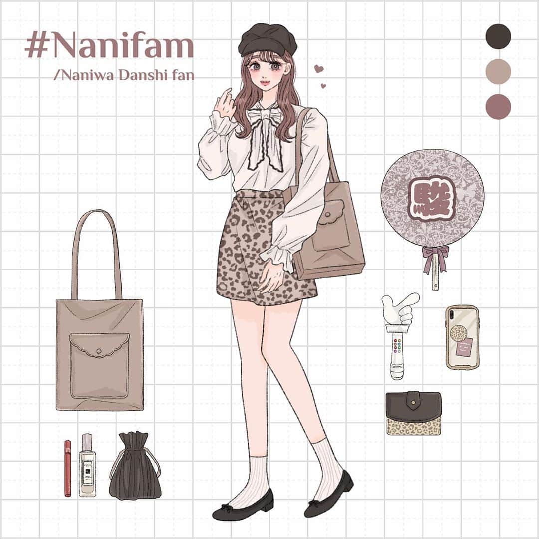 Asukaさんのインスタグラム写真 Asukainstagram なにわ男子担の なにふぁむイメージコーデ 関西らしいヒョウ柄アイテムを取り入れつつも 全体的にガーリーなイメージに こちらのイラストは 109ニュースシブヤ編集部 109 Shibuya 様のオタ