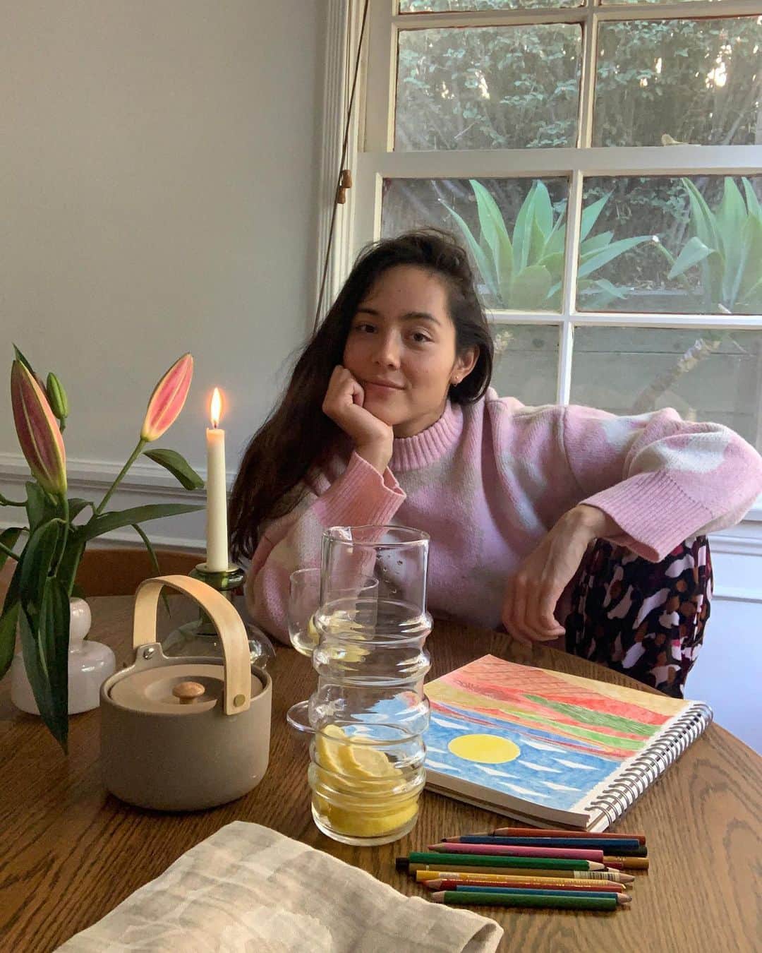 マリメッコのインスタグラム：「How are you spending your Sunday? The queen of colorful art and incredible dance moves, LA-based artist @camillamengstrom , shared a snapshot of her comfy Sunday with us. #marimekko」