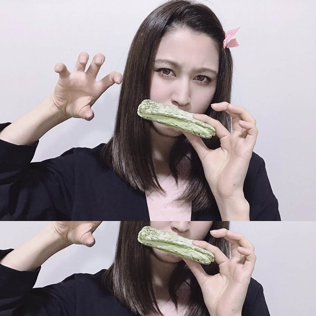 後藤夕貴のインスタグラム：「ㅤ どうも、アイスを食べる鬼です。 1日遅れのハッピーハロウィン！とりっくおあとりーと！ ㅤ ㅤ 🎃⚔️🧺 ＿＿＿＿＿＿＿＿＿ #鬼滅の刃 #禰豆子 #ねずこ #おうちハロウィン #halloween」