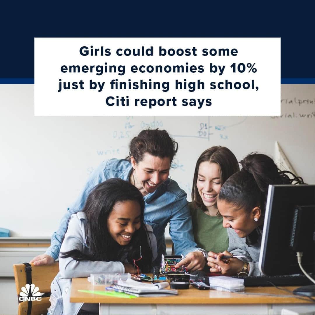 CNBCさんのインスタグラム写真 - (CNBCInstagram)「Investing in the education of adolescent girls isn’t just paramount from a social perspective — there are major economic consequences, too. ⁠ ⁠ According to new research from Citi, emerging economies can boost their GDP by an average of 10% if 100% of girls complete secondary school by 2030.⁠ The 10% GDP bump would come inclusive of costs, which Citi found to be just $1.53 per day per girl. Over the longer-term, the economic consequences are far greater due to the ripple effect across families and local communities.⁠  ⁠ Citi said that in order to achieve higher graduation rates for young women and better prospects down the line, a more holistic approach needs to be taken that addresses the many challenges facing young women, including forced marriage and restrictive laws.⁠  ⁠ Details at the link in bio.」11月2日 0時30分 - cnbc