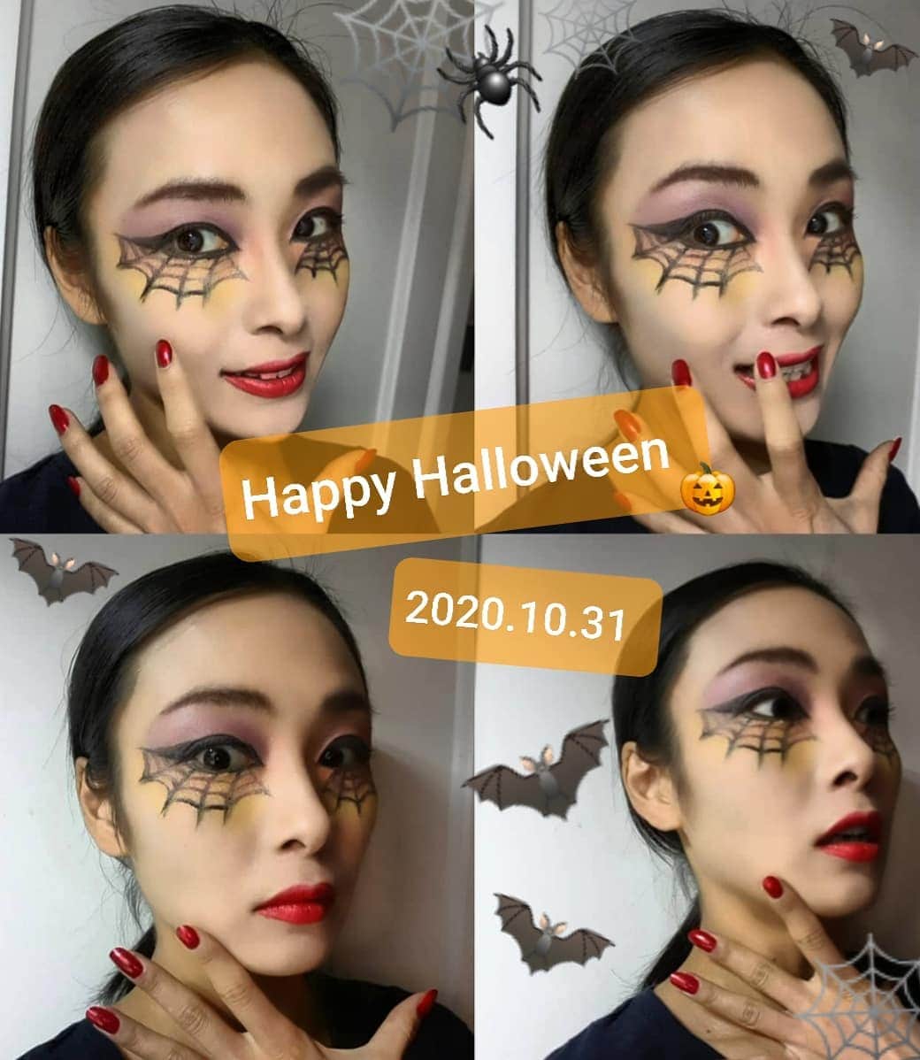 平井絵巳のインスタグラム：「🎃🦇🕸 リヨンに戻って次の日にロックダウン😅 っということで、 少し時間が出来たので！笑 ハロウィンメイクしてみました👻 急に出来たお休みを大切に過ごしたいと思います😊  #france#lyon#2eme#lockdown#halloween#」