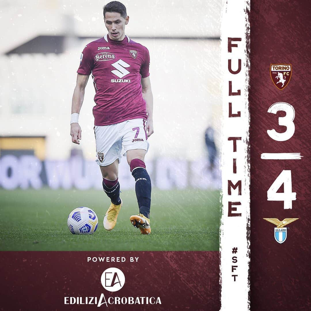 トリノFCさんのインスタグラム写真 - (トリノFCInstagram)「⏱️ Full time  #TorinoLazio 3-4 #SFT」11月2日 1時06分 - torinofc1906