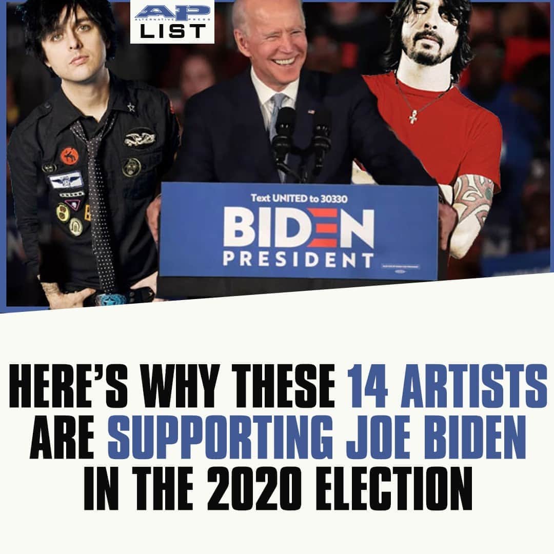Alternative Pressさんのインスタグラム写真 - (Alternative PressInstagram)「Every vote counts in this record-breaking election year, and ⁠ @nineinchnails, @falloutboy, @billieeilish and @foofighters explained why they support @JoeBiden and @KamalaHarris while encouraging fans to use their voices to vote for the next President of the United States⁠ LINK IN BIO⁠ .⁠ .⁠ .⁠ #joebiden #kamalaharris #presidentialelection #2020election #nineinchnails #falloutboy #fob #billieeilish #foofighters #altpress #alternativepress」11月2日 2時02分 - altpress