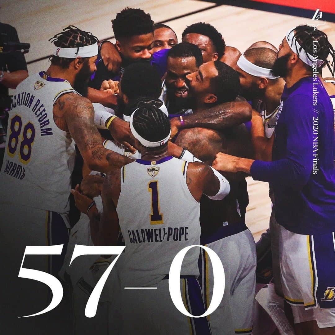 Los Angeles Lakersさんのインスタグラム写真 - (Los Angeles LakersInstagram)「The only team to ever go undefeated when entering the fourth quarter with the lead. #LakeShow」11月2日 4時10分 - lakers