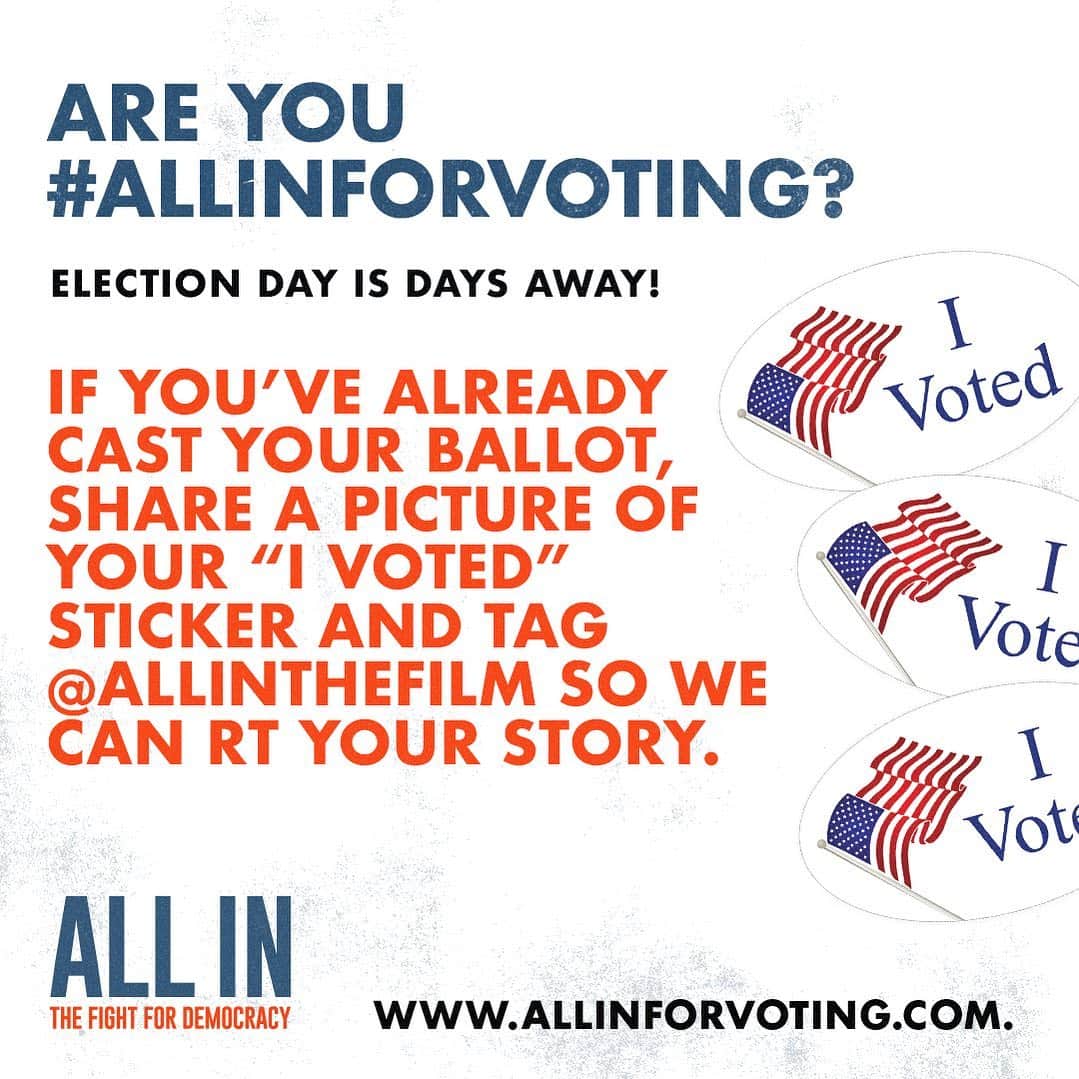 パトリック・デンプシーさんのインスタグラム写真 - (パトリック・デンプシーInstagram)「Are you #AllinForVoting? We’re only a few days away from Election Day! If you’ve already cast your ballot, share a picture of your “I Voted” sticker, your voting experience, and tag @allinthefilm and three friends encouraging them to vote!」11月2日 4時11分 - patrickdempsey