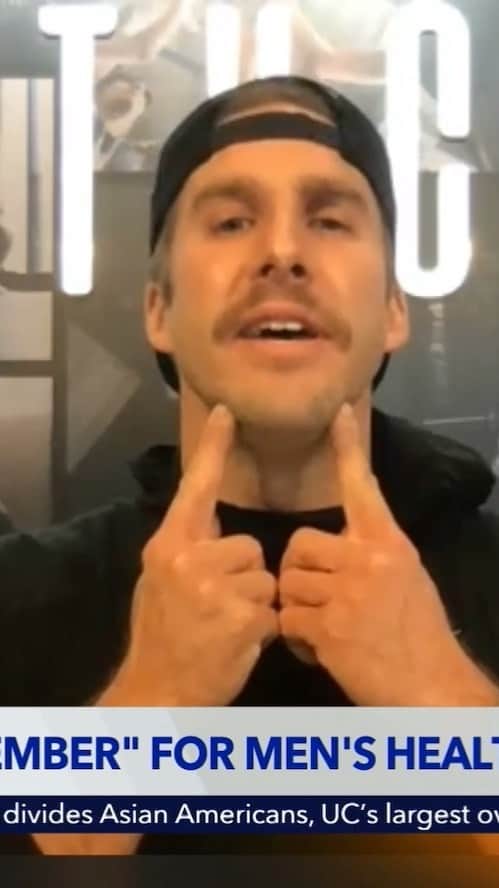 のインスタグラム：「Let’s change the face of men’s health!  Thanks KTLA for having me to discuss the great charity @movember which raises awareness of men's health issues, such as prostate cancer, testicular cancer, and men's suicide. . Ladies, if you don’t feel like growing a mustache this month 😏 you can join in on the fun too by walking/running 60 miles this month! . Donate & join our “BOOTHCAMP Gym” team at movember.com! #movember」