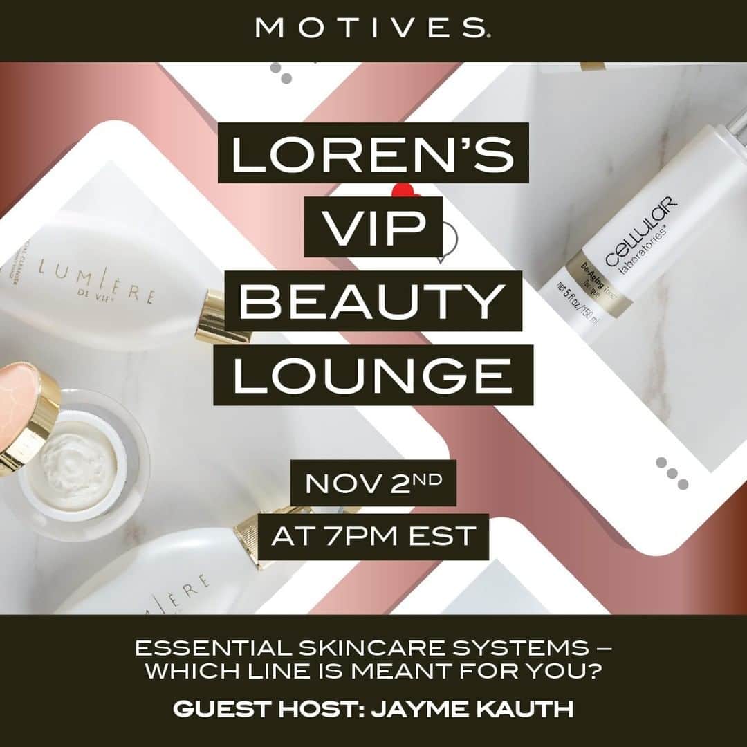 Motives Cosmeticsさんのインスタグラム写真 - (Motives CosmeticsInstagram)「🚨TONIGHT AT 7PM EST🚨  How long have you had your current skincare regimen? Is it from a decade ago? Our skin changes not only with the different seasons, but also as we age throughout our life. Maybe you don’t even have a routine? Don’t worry, we’re here to help!  This is your chance to learn how you can simplify your skincare routine and take the guesswork out of which products you should be using by incorporating the best skincare essentials for your skin type, preferences and lifestyle.   During this interactive event, Medical Esthetician and Spa Owner Jayme Kauth is going to break down the basics and help you choose the best options for you And come with cleansed skin and we can do the rest together. Not sure what to choose? It’s ok, by the end of the broadcast you will!   Register NOW with link in bio.  . .  . . . #motivescosmetics #motives #makeup #beauty #makeupartist #mua #everydaymakeup #naturalmakeup #vipbeautylounge #makeuptutorial #skincare #makeuplover #makeupaddict #beautywithbenefits  #3stepskincare #skincareroutine」11月2日 23時00分 - motivescosmetics