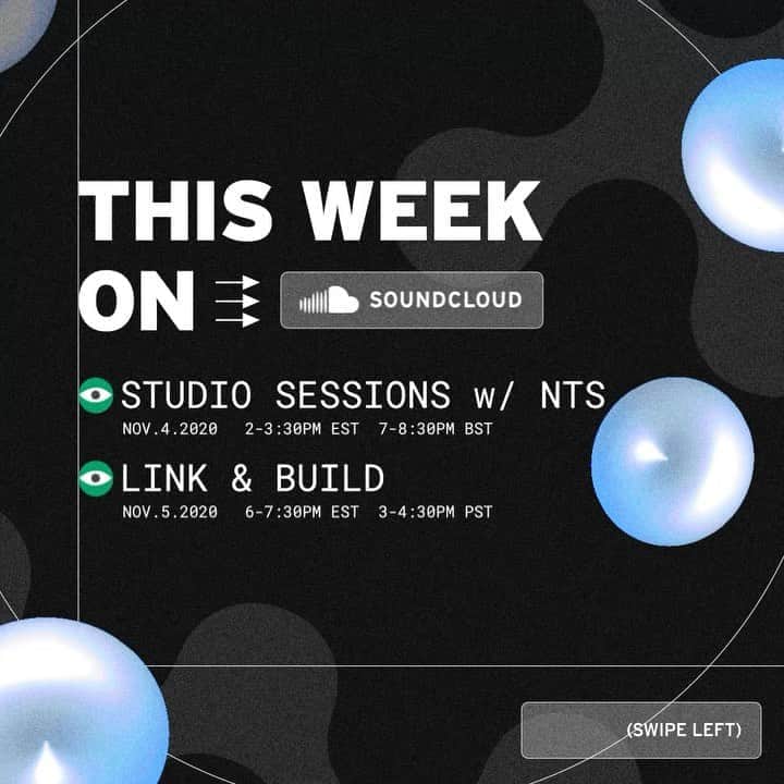 サウンドクラウドのインスタグラム：「Lot’s of fresh new music this week on Studio Sessions w/ #NTS + #VTSS and Link & Build w/ #MaskedGorilla. Follow us on Twitch, don’t miss out. Link in bio.」