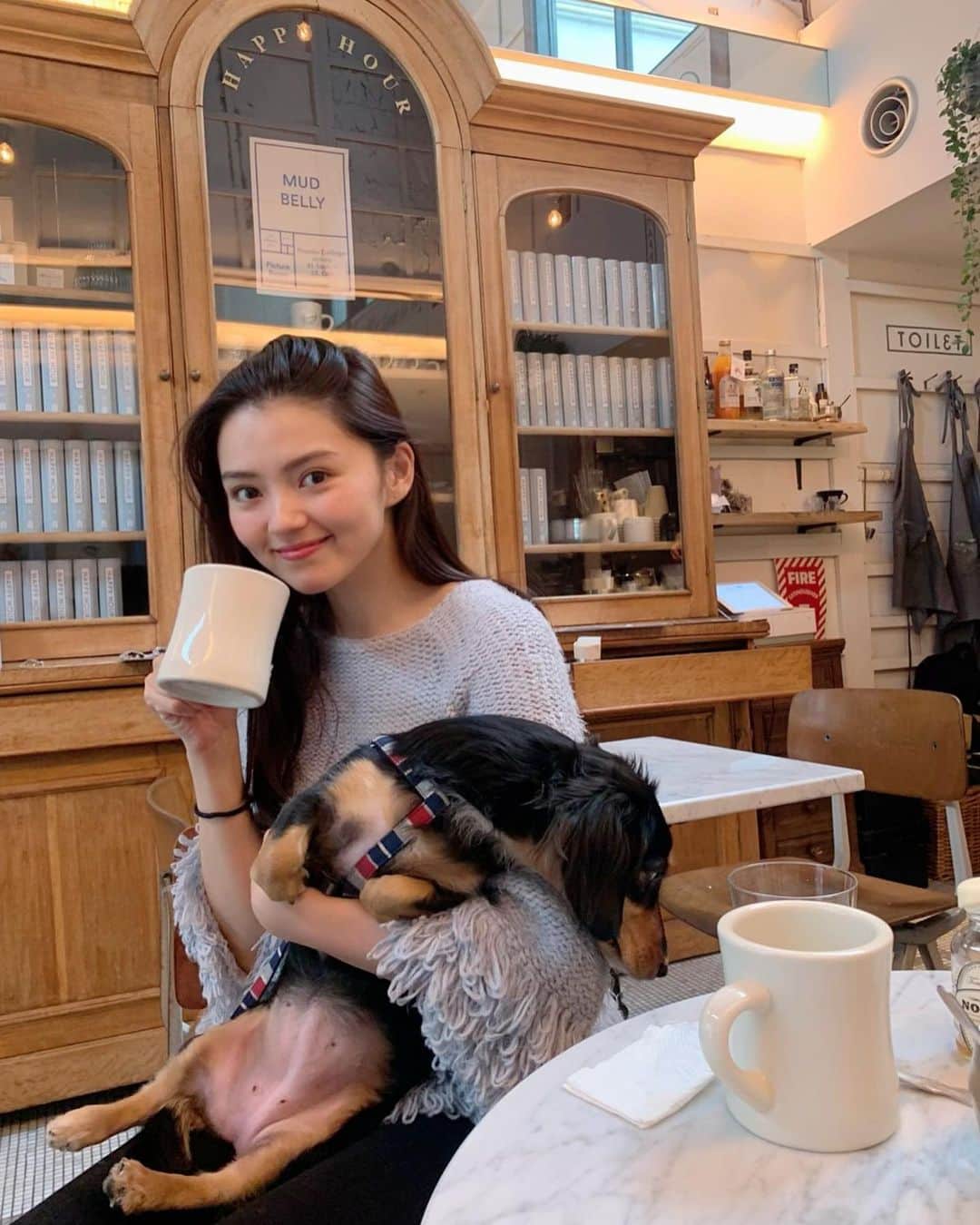 高原愛のインスタグラム：「モモ🐶と友達と一緒にランチ😌❤️ 美味しいものの匂いにつられて、隙あらば食べ物を狙ってるモモ🐶😎✨✨ もうすぐ2歳で少しずつ大人になってきてます🤗  #lunch#salad#dog#dogstagram#tokyo#japan#cafe#cafestagram#café#cafelatte#doglover#doglife#doglovers#doglife🐾#犬のいる暮らし#犬のいる生活#犬とカフェ#ランチ#サラダランチ#カフェ#カフェ巡り#カフェスタグラム#短足部#短足部ダックス#ダックス#ミニチュアダックス#ブラックタン#🐶#❤️」