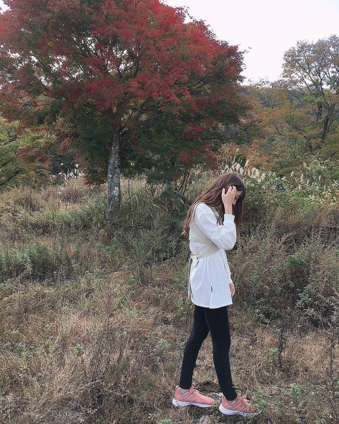 ８２１（ハニー）さんのインスタグラム写真 - (８２１（ハニー）Instagram)「821CAM📸-🍀#nature #AO  落とした1円玉を探してるんだけど……うそです！笑 散歩しています🍁 アオの住んでる場所今の時期とっても紅葉が綺麗なんです❕これからもどんどん地元のいい所、好きな所紹介していてきたいと思います😊byアオ  #821honey #H821 #821 #アオ #WHO #japanesegirl #girlgroup #girlband #kpopgirlgroup #ulzzangfashion #ulzzangstyle #natureshot #naturephotos #walking #walkingadventures #紅葉 #秋 #커플 #메이크 #데일리메이크업 #패션 #오오티디 #팔로미 #메이크업 #셀카 #셀피」11月2日 18時33分 - 821honey_official