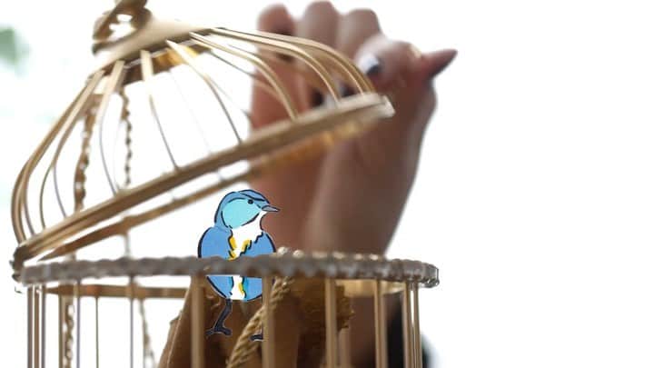渡邉香織のインスタグラム：「frame by frame🕊Work in progress...🌾  CHANEL の鳥かごを持ったら大変だともわかっていつつもアニメーションに手を出してしまった…。完成まで頑張ります！寝る間も惜しみたいほど楽しい🦅」