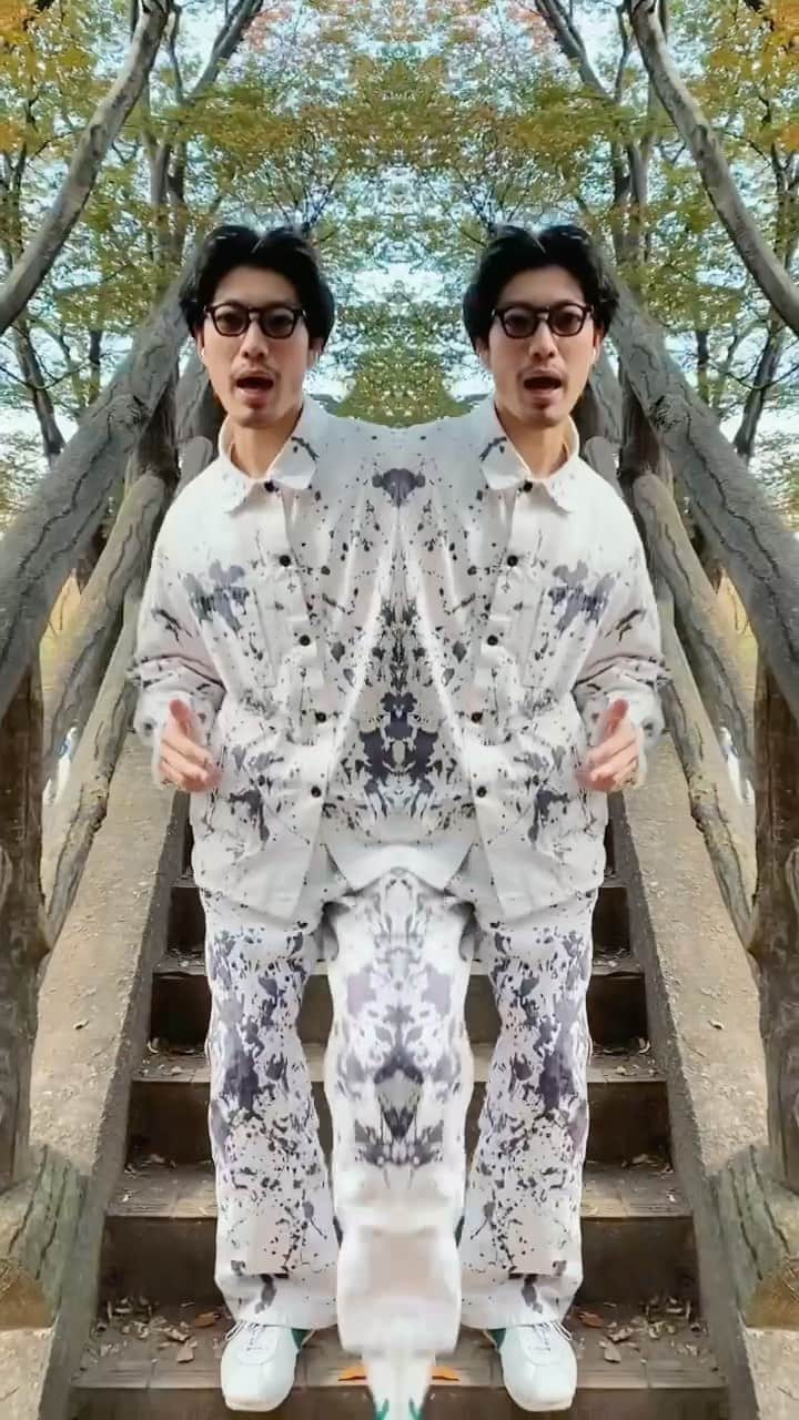 のインスタグラム：「大切なのはpassion.  少しでも情熱を感じたなら魂をかけてみろ。by岡本太郎  Nothin' on you /B.o.B  jacket:NEEDLES inner:hanes pants:NEEDLES nep 眼鏡:asoko shoes:NIKE× Stranger Things  camera: @shigeno_yuho   #ootd#outfits#fashion#codenate #code#COMOLI#needles」