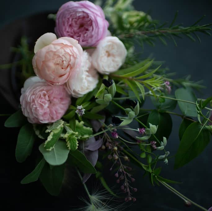 Naomiのインスタグラム：「庭から薔薇とハーブ。」