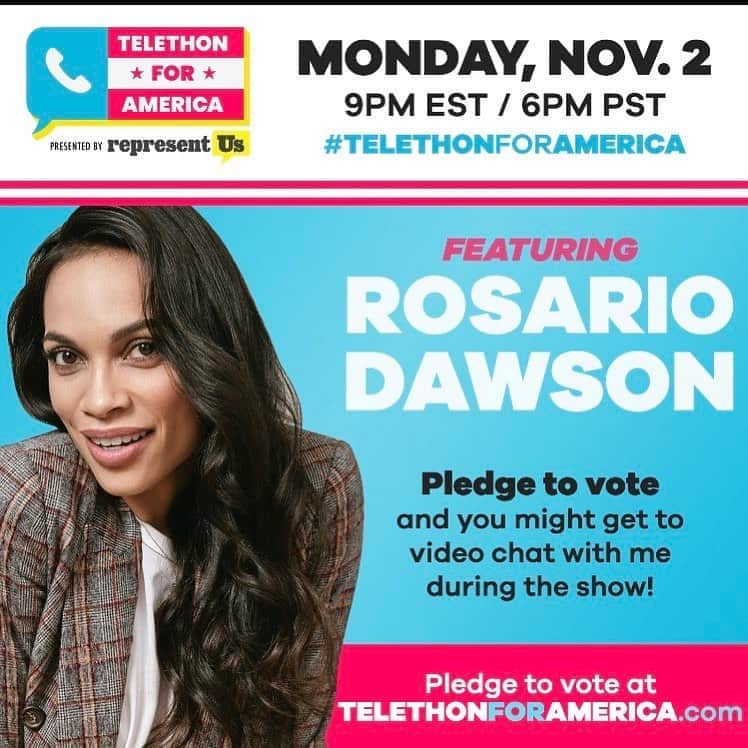 ロザリオ・ドーソンさんのインスタグラム写真 - (ロザリオ・ドーソンInstagram)「It’s about to go down! Join us for our #TelethonForAmerica soon! #PledgeToVote」11月3日 9時47分 - rosariodawson