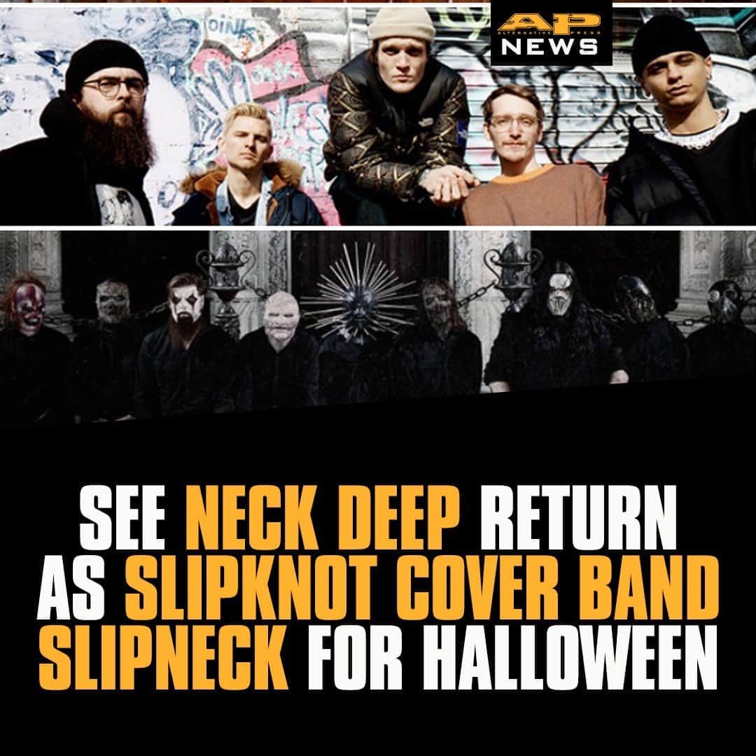 Alternative Pressさんのインスタグラム写真 - (Alternative PressInstagram)「WATCH: @NeckDeepUK resurrected their @slipknot cover band SlipNeck to play a few special covers for an exclusive livestream Halloween performance ⁠ LINK IN BIO⁠ .⁠ .⁠ .⁠ #neckdeep #slipknot #slipneck #halloween #halloweenperformance #altpress #alternativepress」11月3日 9時10分 - altpress