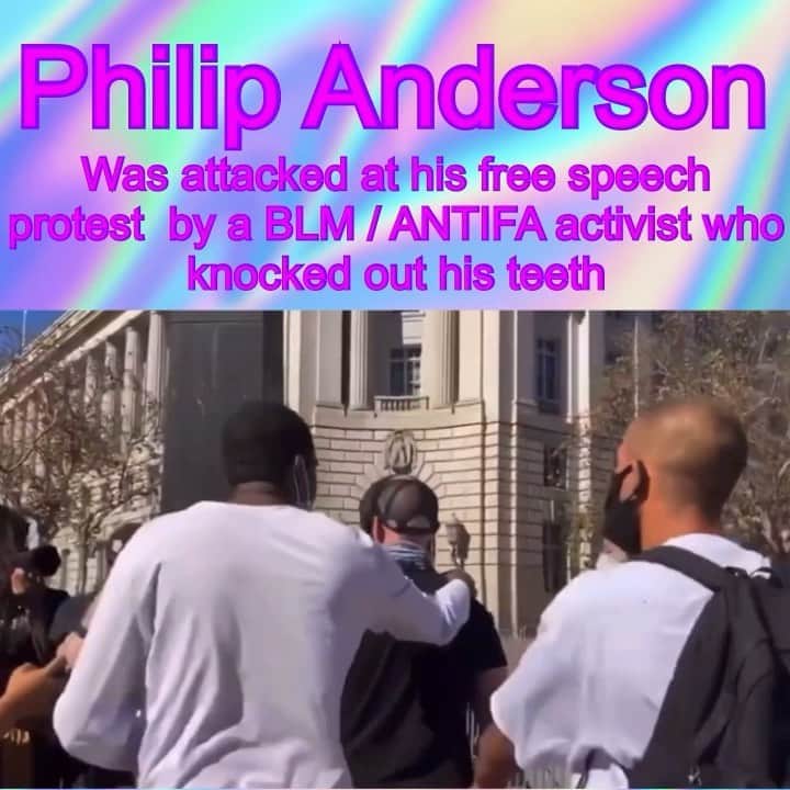 のインスタグラム：「If you support BLM, you are contributing to this terrorism.  • @kingfreespeech was violently attacked at his free speech rally by a BLM activist.  • The attack went viral and he immediately gained a ton of support and followers. Big tech was not happy about that. They de-platformed him. Twitter and insta wiped out all of his accounts.  • A gofundme was set up to cover the cost of the surgery needed from the attack. After raising nearly $35,000, the Gofundme was also wiped out.  • The message of BLM is clearly not about black lives. It could not be more obvious.  • @kingfreespeech is fighting for our free speech from big tech. In lieu of thousands of conservative accounts being wiped out in the last few months, we can all agree that this is a battle worth fighting for.  • A link in my bio will lead you the givesendgo where you can contribute to him.  • I exchanged messages with him last night and as of this morning his new page has also been nuked.  • I hope the irony is lost on no one.」
