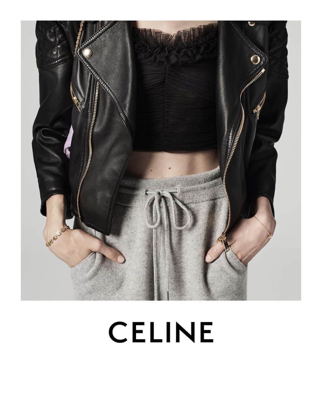 Celineさんのインスタグラム写真 - (CelineInstagram)「CELINE WOMEN SUMMER 21  CELINE BIKER JACKET CELINE CASHMERE JOGGING  #CELINEBYHEDISLIMANE」11月3日 1時30分 - celine