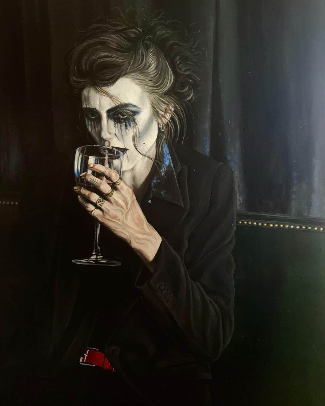 ラングリー・フォックスのインスタグラム：「Mime your own business 🍷  40” x 30” oil paint」