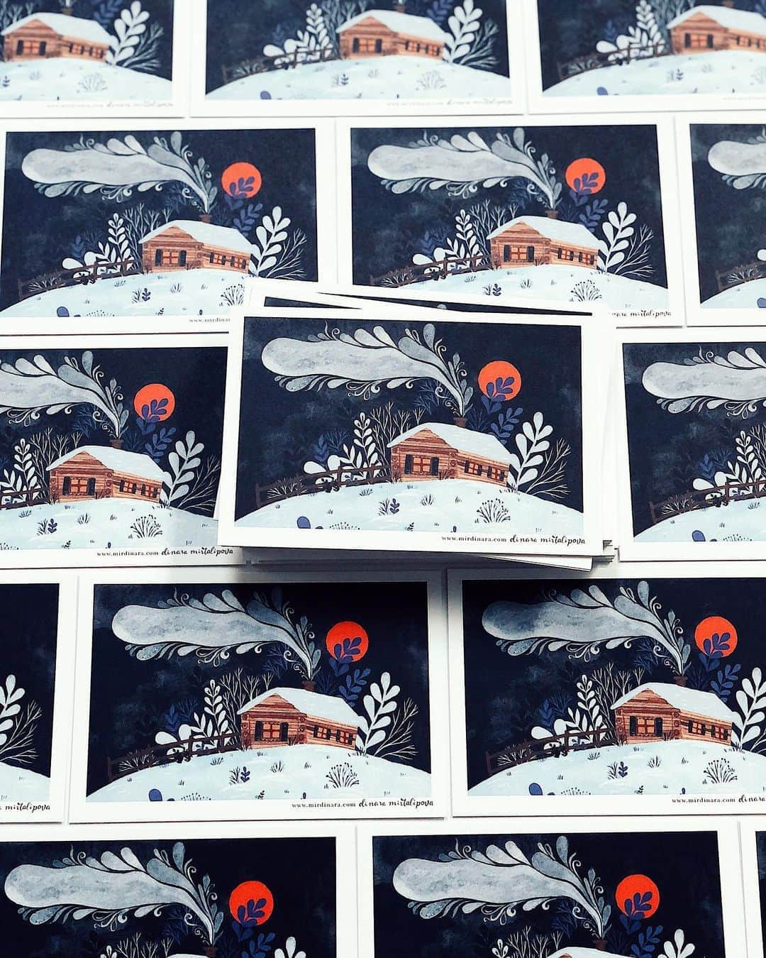 Dinara Mirtalipovaのインスタグラム：「Oh the thrill of freshly printed postcards and the unforgettable smell of ink+paper, I can’t get enough of them, I collect them and I send them out. ‘Tis the time to get prepared for the upcoming season, because we will be sending out lots of them, we will be including them in every order so that you can send them out too!  Postcards - check ✔️  #mirdinara」