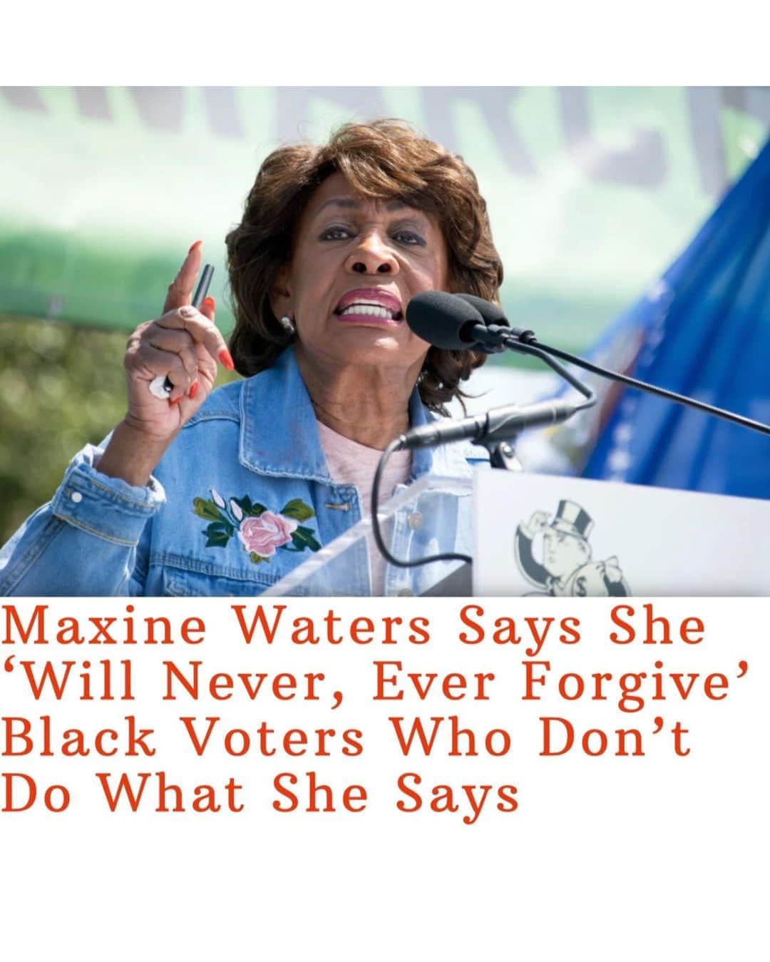 のインスタグラム：「@repmaxinewaters will never forgive black voters if they vote for the candidate who does not represent the ongoing mental slavery of black communities.  • She is fighting to the bone to make sure she forces black voters to uphold the system and people who have done everything in their power to keep black people, among others, down.  • What are people like her so afraid of?」
