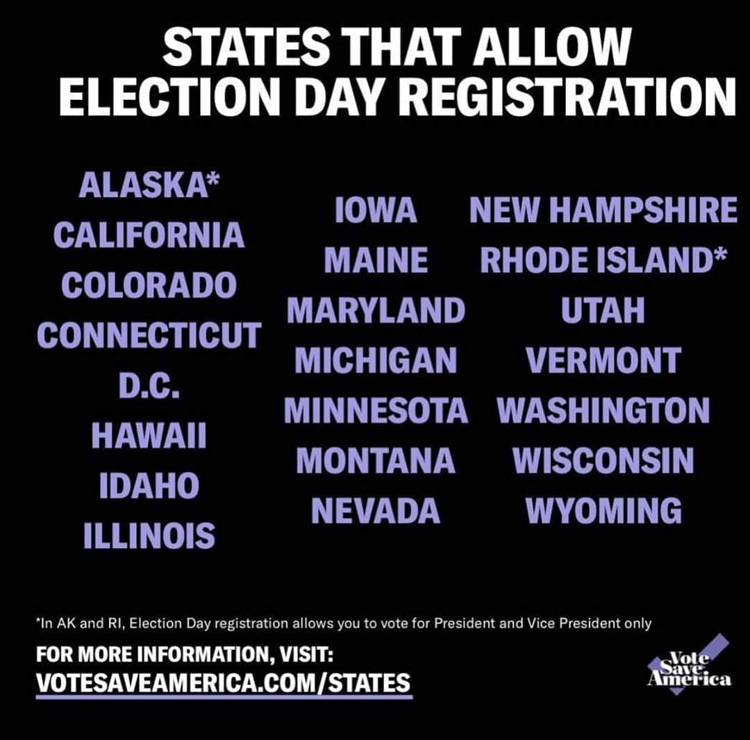 レイ・アレンのインスタグラム：「It’s not too late people. Please vote! If you’re in these states listed you can still register if you haven’t already. #vote」