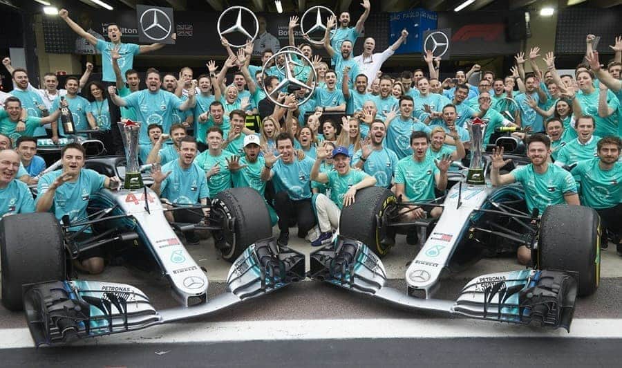 パガーニ・アウトモビリのインスタグラム：「Making #HIS7ORY is something that does require passion, creativity, method, brilliance, strategy, precision, teamwork and most of all the profound sense of respect for a brand that has indelibly marked the history of cars, Mercedes Benz, which yesterday secured a historic seventh consecutive double championship at Imola.   We feel privileged and honoured for the chance to equip our cars with Mercedes-AMG's engines since the beginning of our journey.   #pagani #mercedes #amg #mercedesamg #petronas #f1 #imola @mercedesbenz @mercedesamg」