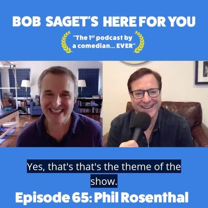 のインスタグラム：「I SO LOVE TODAY’S NEW EPISODE, with my friend @phil.rosenthal titled, “Phil Rosenthal and Bob Talk About His New Shows and Mistaking Friends for Food.”  BTW, Phil’s new shows are out now #SomebodyFeedPhil @netflix   SUBSCRIBE & LISTEN to this new podcast episode at:  apple.co/bobsaget  @applepodcasts @itunes @applemusic #comedypodcast」