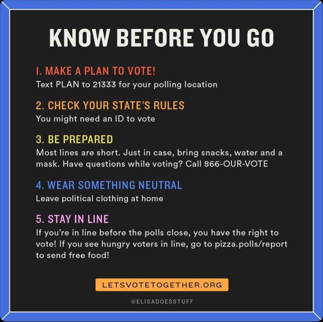 ブリアナ・エヴィガンのインスタグラム：「Final days! Are you voting in person? Here's your checklist for the polls. Save this post and share with friends heading out! Link in bio for more voter info and what to do if you've already voted (volunteer and check on your friends!). Let's go! #ElectionActions 💪swipe right to get all the info!」