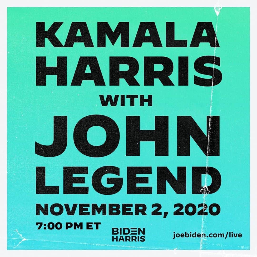 ジョン・レジェンドさんのインスタグラム写真 - (ジョン・レジェンドInstagram)「I'm joining @KamalaHarris tonight in Philly! You can watch it at 7pm ET on joebiden.com/live」11月3日 7時38分 - johnlegend