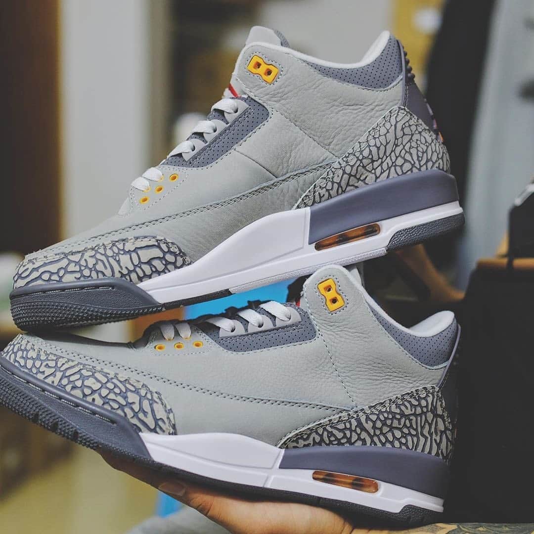 HYPEBEASTさんのインスタグラム写真 - (HYPEBEASTInstagram)「@hypebeastkicks: The Air Jordan 3 "Cool Grey" is making a return in 2021. First released in 2007 as part of the Jumpman’s lifestlye (LS for short) efforts, the “Cool Grey” combines a subtle base with signature prints and vibrant accents for a look that provides peak ’00s Air Jordan style.  Uppers are composed of gray nubuck, soft in both tone and texture. This is accented with darker steel gray shades around the collar and is worked into the signature elephant print on front and rear alike. Pops of flair are served up by “Orange Peel” and “Sport Red” embellishments, the former on select eyestays and the heel’s “AIR” spellout to complete the look. Expect these to release on February 27, 2021 for $190 USD.⁠⠀ Photo: @s.sam.group」11月3日 8時06分 - hypebeast