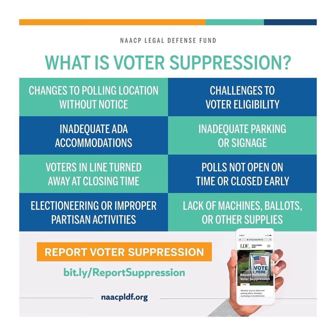 ラシダ・ジョーンズのインスタグラム：「In the lead up to #ElectionDay, we’ve witnessed many voter suppression tactics that restrict people’s right to vote. If you see any of these voter suppression schemes at the polls, click the link in my bio to report it to the @NAACP_LDF or call 1-866-OUR-VOTE. #ProtectTheVote」